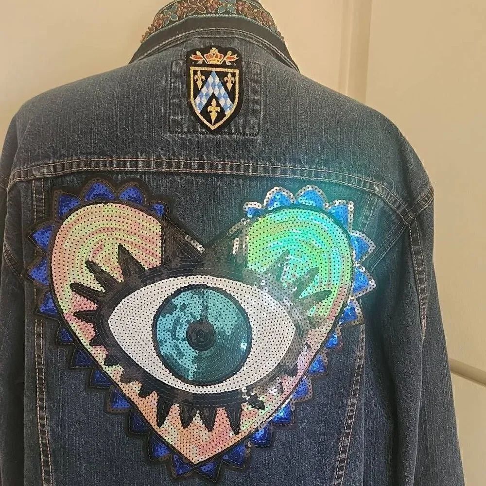 High Sierra Custom Upcycled Denim Jacket, - Picture 9 of 11